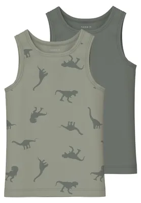 Immagine prodotto di Canotta NMMTANK 2P, colore verde agave, motivo "Dino", collezione NOOS