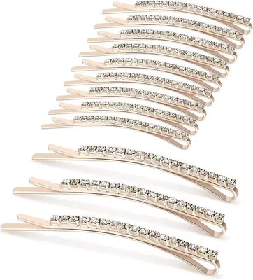 Image de Pinces à cheveux, lot de 12, ornées de strass, supports à cheveux en forme de diamant, épingles à cheveux classiques pour accessoires de coiffure pour filles