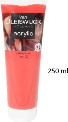 Produktbild von Malfarbe, Künstler, Van Bleiswijck Acrylfarbe Leuchtend Rot 250ml