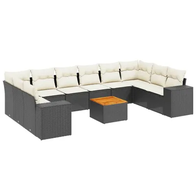 Produktbild von vidaXL 11-tlg. Garten-Sofagarnitur mit Kissen Schwarz Poly Rattan