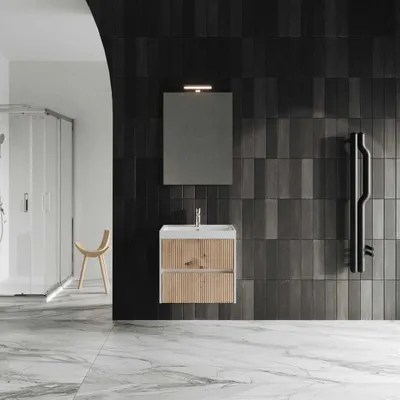 Produktbild von Badezimmermöbel zur Wandmontage in 60cm in goldeiche geriffelt  | Cortina