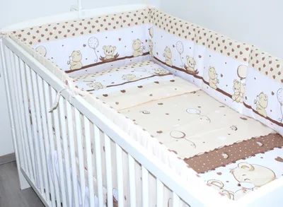 Produktbild von PRIMAWELA Nestchen 420 cm Bettumrandung Babybett Baby Kinder Nest Kopfumrandung 1. SWEET Bärchen Braun
