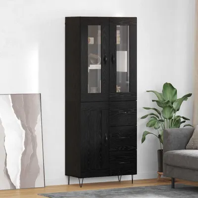 Obrázek produktu pro vidaXL Vysoká skříňka, černá, vzhled dubu, 69,5 x 34 x 90 cm, dřevotřísková deska