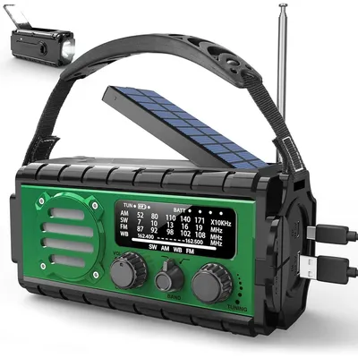 Produktbild von Notfallradio Solarbetrieben 20000mAh Kurbelradio, Outdoor Radio mit AM/FM, Handkurbel Dynamo, LED Licht & SOS, wasserdicht IPX6 für Camping & Notfälle