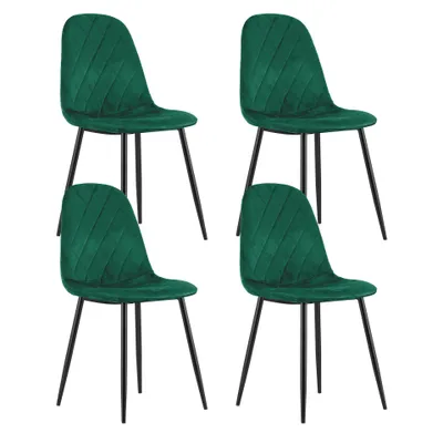 Produktbild von 4er Set Polsterstuhl Esszimmerstuhl Stuhl Wohnzimmerstuhl Polster, 4x grün mit schwarzen Beinen