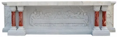 Zdjęcie produktu dla Casa Padrino barokowy ołtarz biały / czerwony 300 x 100 x wys. 80 cm - Wspaniały marmurowy ołtarz - Luksusowe meble z marmuru w stylu barokowym - Szlachetny i wspaniały