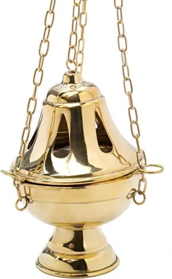 Productafbeelding van Hangende Wierookbrander 78cm Verguld - Gouden Wierookbrander met Ketting