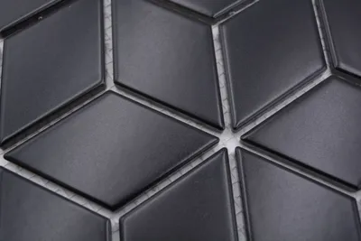 Produktbild von Handmuster Mosaikfliese Keramik Mosaik Kombi 3D Würfel uni schwarz matt Badezimmer Küche Wand MOS13-POV5_m