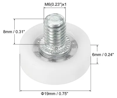 Produktbild von 19mm Schubladenrollen, 6er Pack Kunststoff-Schubladenrollen Ersatzr?der mit Kugellager, Kleine Rolle