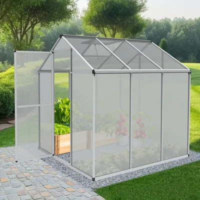 Produktbild von ONBEST Gewächshaus Aluminium | 4mm | Polycarbonat-Platten | 185x195x185cm (BxHxT) | Wetterfest | UV-Beständig