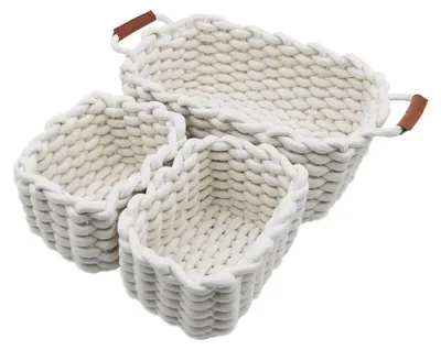 Imagen del producto de Solidchoice - Juego de 3 cestas de almacenamiento decorativas de algodón