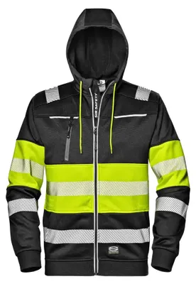 Immagine prodotto di Felpa con cappuccio Sir Safety Contrast ad alta visibilità, riflettente, in pile, da uomo, taglia M, NERO/GIALLO NEON