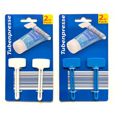 Produktbild von 4er Set Tubenpresse Kunststoff | Tubenausdrücker Tubenentleerer Blau Weiß | Tubenquetscher Tubenaufroller