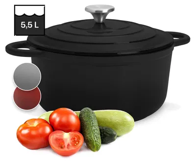 Produktbild von Toci Bräter aus Gusseisen für Induktion, 5,5L Emaillierte Schmortöpfe mit Deckel, Schmortopf Klein Backofengeeignet, Gusseiserner Bräter für Backofen, Spülmaschinenfester Emaille Topf, Dutch Oven