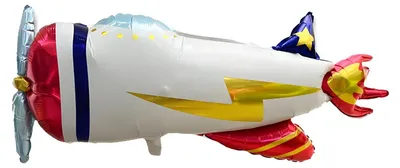 Image de Ballon en plastique motif véhicule, avion hélice blanc, env. 54*106,5 cm