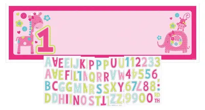 Produktbild von Banner 1. Geburtstag Mädchen Tiere