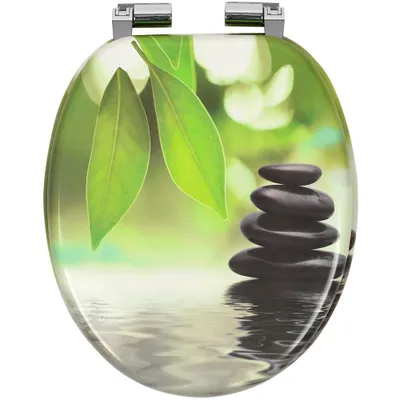Produktbild von WC Sitz STONES ON THE WATER Grün Toilettensitz Softclose MDF mit Steindesign