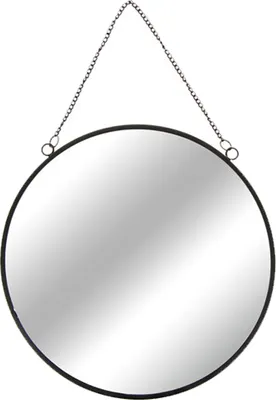 Produktbild von Runder Wandspiegel / Hängespiegel schwarz mit Kette Ø 30 cm