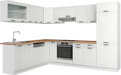 Produktbild von Eckküche Vicco R-Line Weiß Landhaus/Weiß 287 x 60 cm , AP Eiche, Model 42673
