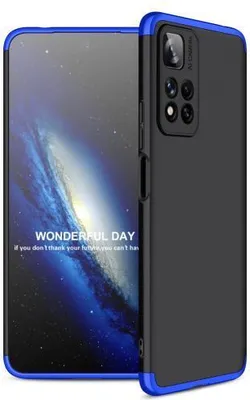 Produktbild von 360 Grad-Case für Xiaomi Redmi Note 11 - Farbe: Schwarz & Blau - Modellkompatibilität: Für Xiaomi Redmi Note 11 Pro