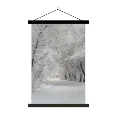 Produktbild von MuchoWow® Textilposter Bäume - Schnee - Winter 40x60 cm mit schwarzem Rahmen - Wanddekorationen