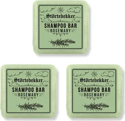 Produktbild von Störtebekker Festes Shampoo - Rosmarin - 3er Set - Handgefertigtes, veganes Shampoo für Herren & Damen - Wohlduftende Duschpflege für Haut und Haar