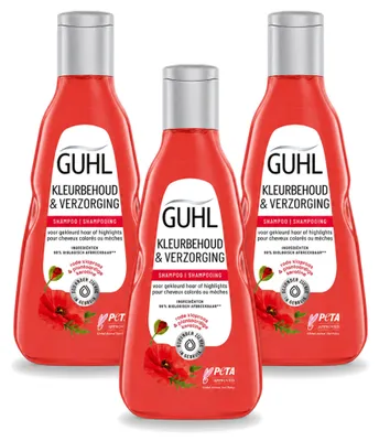 Zdjęcie produktu dla 3 sztuki szamponu Guhl Farbschutz & Pflege, 250 ml - zestaw ekonomiczny