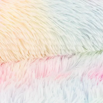 Produktbild von Fellimitat Stoff Meterware Langhaar Kunstfell Regenbogenfarben 1,65m