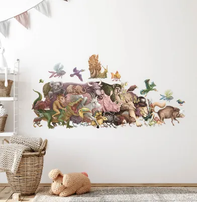Produktbild von Märchenwesen– Wandgestaltung – Wandbilder Kinder – Motivtapeten Set – Wanddekor Kinderzimmer – Selbstklebende Wandsticker – 60x104 cm