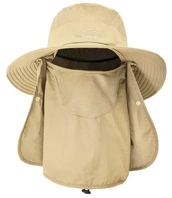 Produktbild von Fischerhut Herren mit Nackenklappe und Gesichtsbedeckung, Khaki, Einheitsgröße