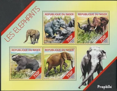 Produktbild von Briefmarken Niger 2014 Mi 2830-2833 Kleinbogen (kompl. Ausg.) postfrisch Elefanten