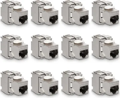 Produktbild von kwmobile 12x Keystone Modul für CAT 6A Kabel - 10 Gbit/s geschirmt Metall Gehäuse Schnappverschluss - werkzeugfreier Anschluss an Modular Patchpanel