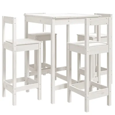 Produktbild von vidaXL 5-tlg. Gartenbar-Set Weiß Massivholz Kiefer