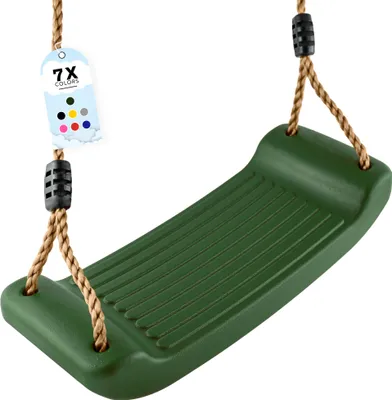 Produktbild von GO!elements Schaukel Garten - Kinderschaukel Outdoor Indoor - Schaukelsitz Schaukelbrett Brettschaukel für Kinder zum Schaukeln - Höhenverstellbar - rutschfest - Farbe: Grün