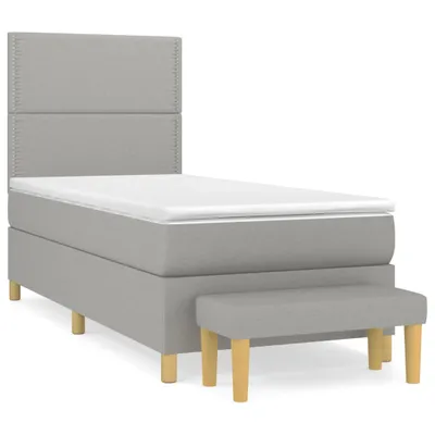 Produktbild von Boxspringbett mit Matratze Hellgrau 90x190 cm Stoff