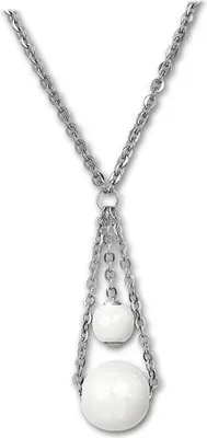 Produktbild von Amello Halskette Edelstahl Keramik 50cm Kugeln Schmuck silber weiß D2ESKX44W5
