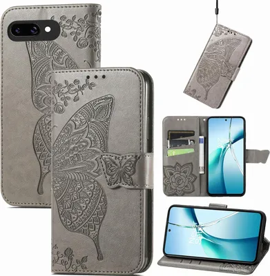 Immagine prodotto di Per Google Pixel 9a Custodia per cellulare a portafoglio in  con design a farfalla Grigio