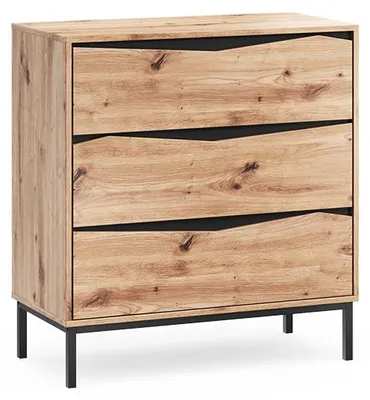 Imagen del producto de Aparador Vicco Elvano Roble/Negro 79.2 x 85 cm con 3 cajones, Model 61289
