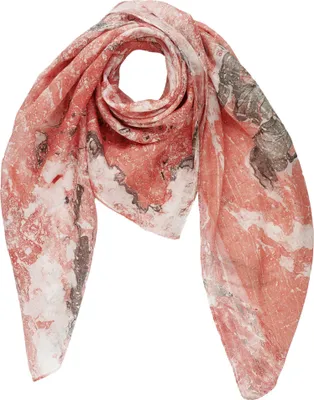 Produktbild von Baumwolltuch zweifarbig marmoriert grau rot 100x100cm Halstuch quadratisches Tuch