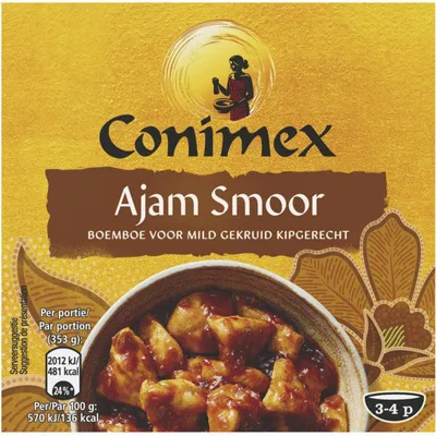 Produktbild von Conimex Ajam Smoor Boemboe 95g – Würzige indonesische Gewürzpaste für Ajam Smoor