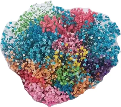 A colorful bouquet of dried baby's breath flowers.