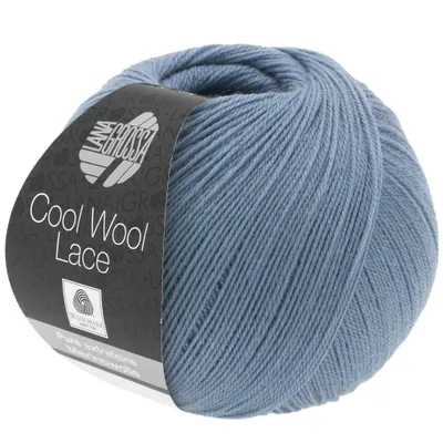 A ball of blue yarn with a label.