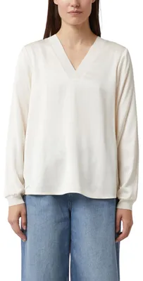 Produktbild von COMMA Satinbluse mit V-Ausschnitt und feinen Rippdetails