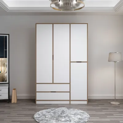 Produktbild von Skye Decor, Elina - 8165, Kleiderschrank, Weiß, 100 % MELAMINBESCHICHTETE SPANPLATTEN, 140 x 52 x 208 cm