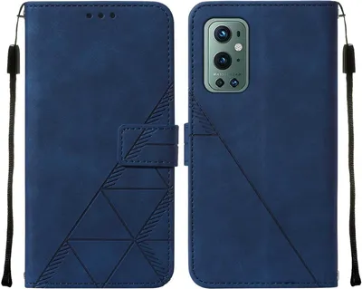 Obrázek produktu pro Flipové kožené pouzdro pro OnePlus 9 Pro peněženkový design pouzdro s embosováním, držákem karet a stojánkem modré