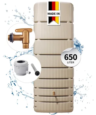 Productafbeelding van 4rain SLIM wandtank 650 L zandbeige met vulautomaat grijs, AI-gegenereerde afbeelding