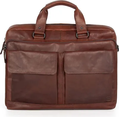 Produktbild von SPIKES & SPARROW Leder Businesstasche Schultertasche mit Laptopfach Robert Business Bag Dark Brown dunkelbraun