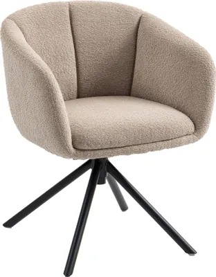 Produktbild von HOMCOM Sessel Loungesessel mit Armlehne 360° Drehfunktion Leinenoptik Hellbraun