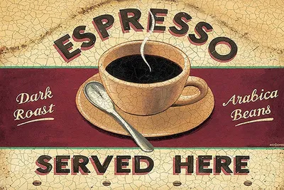 Produktbild von vianmo Holzschild 12x18 cm Espresso served here dark roast