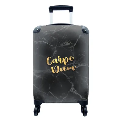 Produktbild von MuchoWow® Koffer Handgepäck Trolley Rollkoffer Kleine Reisekoffer mit 4 Rollen - Zitate - Sprichwörter - Gold - Marmor - Cabin Size < 55x40x23 cm & 55x40x20 cm - Fotokoffer - Kabinenkoffer - Boardgepäck - Reise-Box - Reisekoffer - Reisegepäck - Koffer mit Bild - Trolley für Kinder